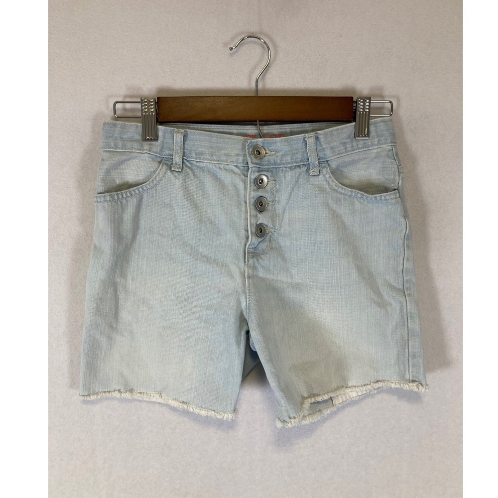 Y2K Boho The Childrens Place Girls 12 Light Blue Denim Button Fly Raw Hem Shorts
